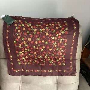 Laura Ashley  burgundy floral neckerchief silk square scarf new w tag